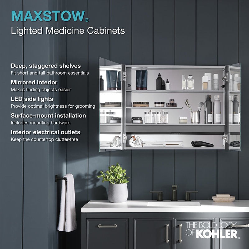 Kohler Maxstow Surface Mount Frameless Medicine Cabinet with LED ...